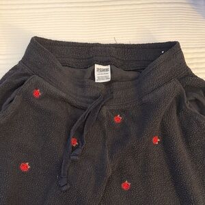 Victoria's Secret Gray Joggers with Red Rose Embroidery